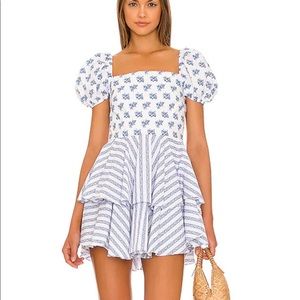 Caroline Constas Louisa Dress in Blue Toile